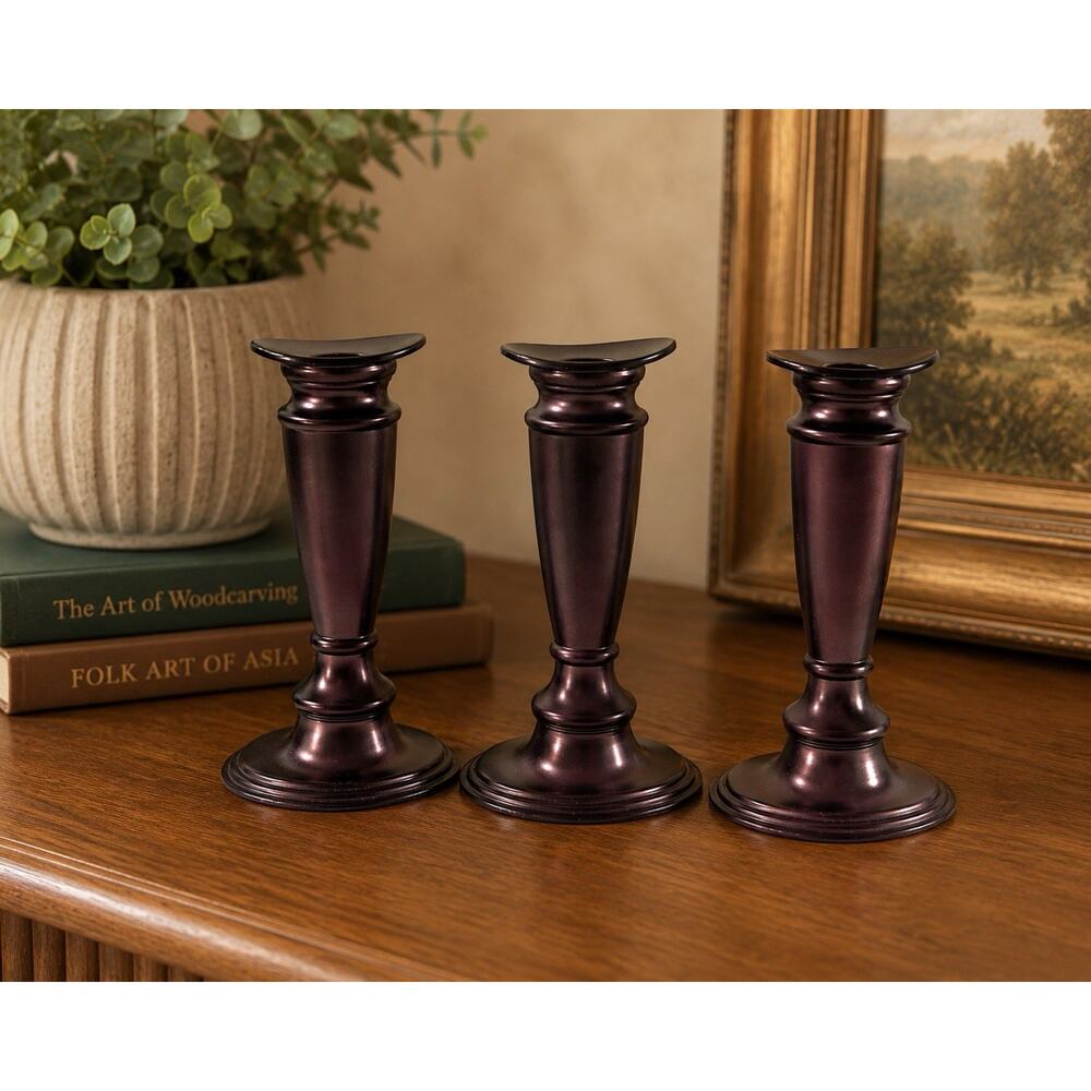Valerie Set of 3 Metal Taper Candle Holders Oil Rubbed Bronze 5” Candlesticks